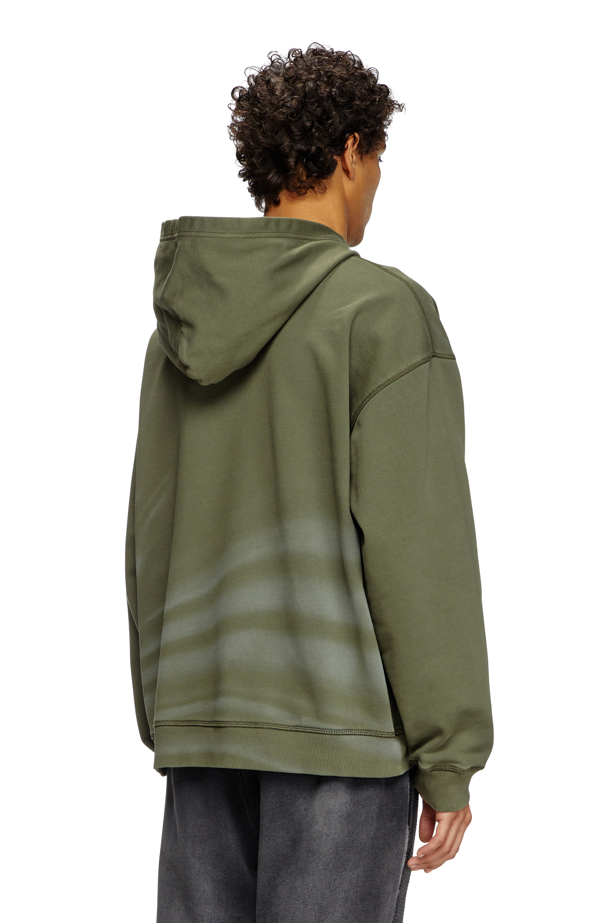 Diesel - S-BOXT-HOOD-R9, Male's Laser-faded logo hoodie in Olive Green - 3