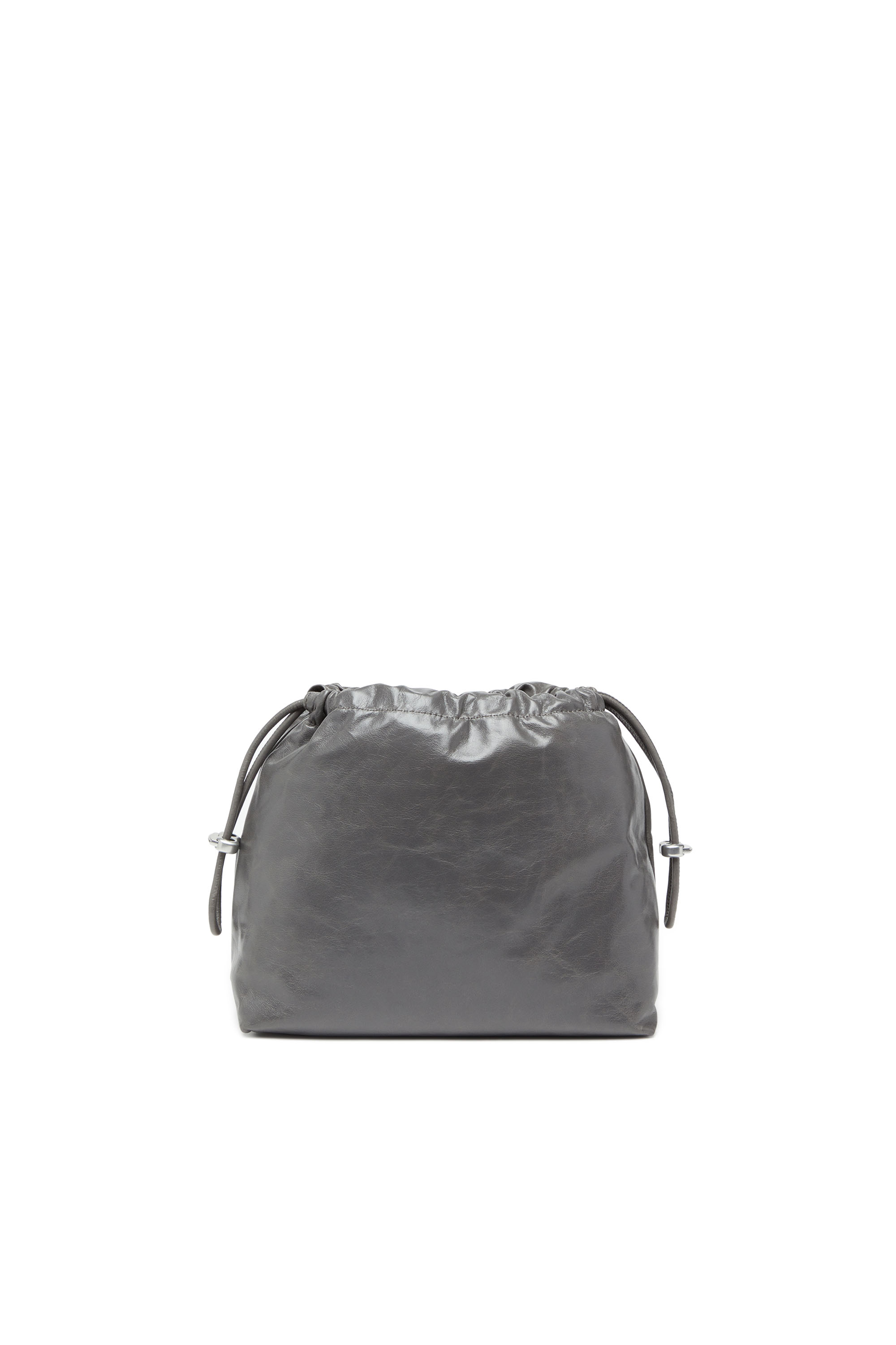 Diesel - SCRUNCH-D BUCKET, Sac seau en cuir froissé et brillant Femme in Gris - 2