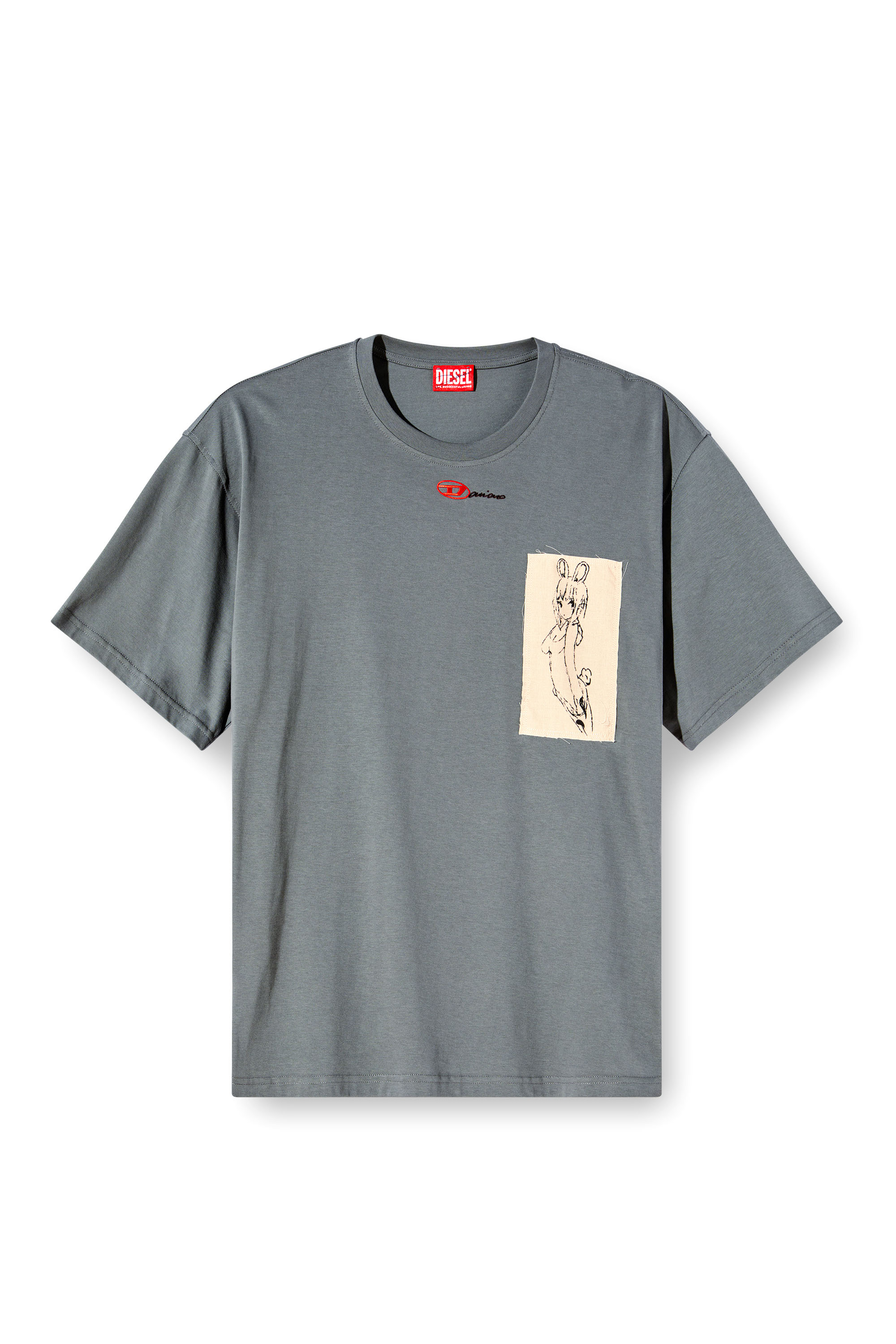 Diesel - T-BOXT-1P-DD, T-shirt avec empiècements tatouage Mixte in Gris - 6