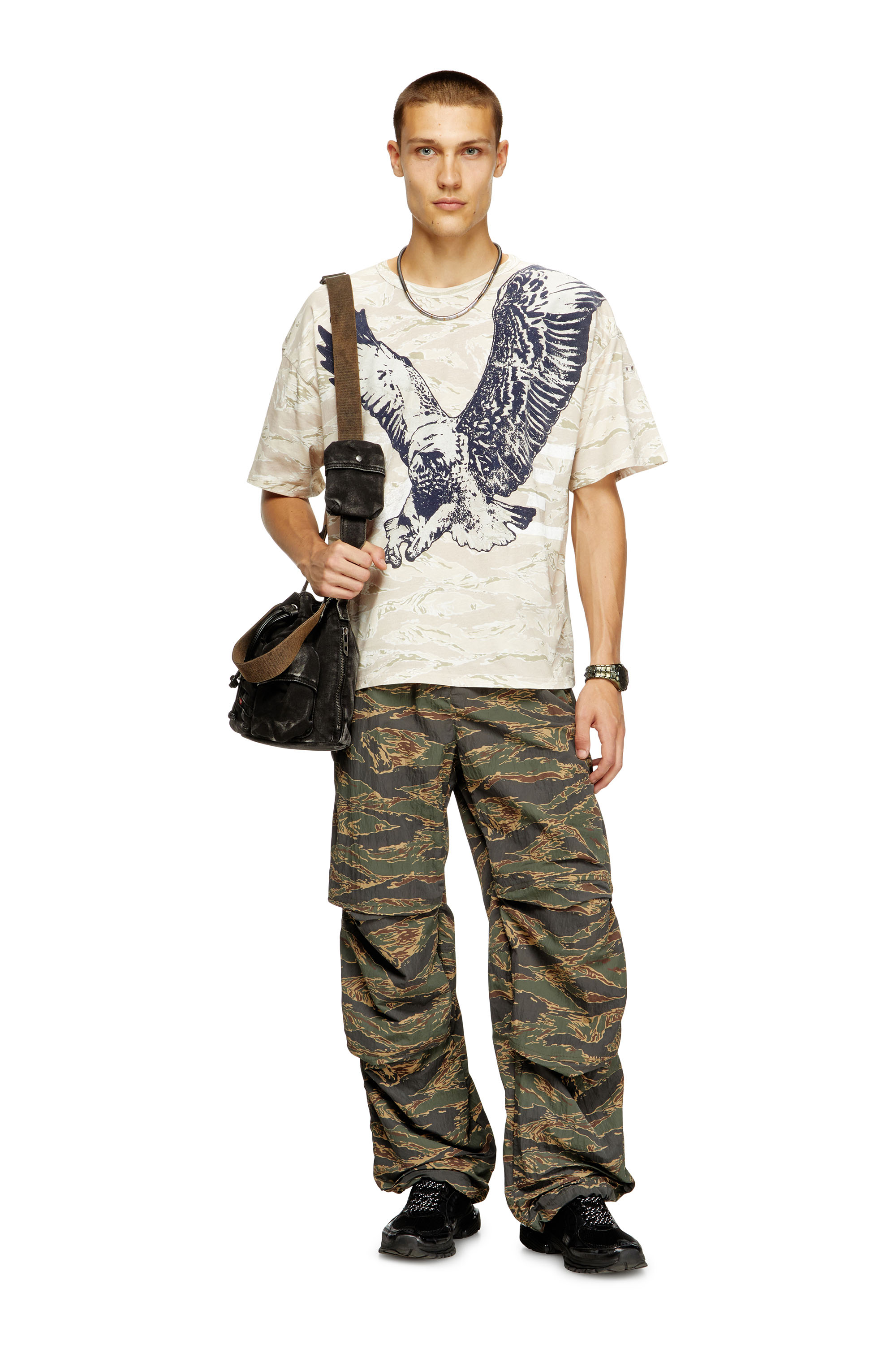 Diesel - T-BOXT-T14, T-shirt camouflage avec imprimé aigle Homme in Marron - 2