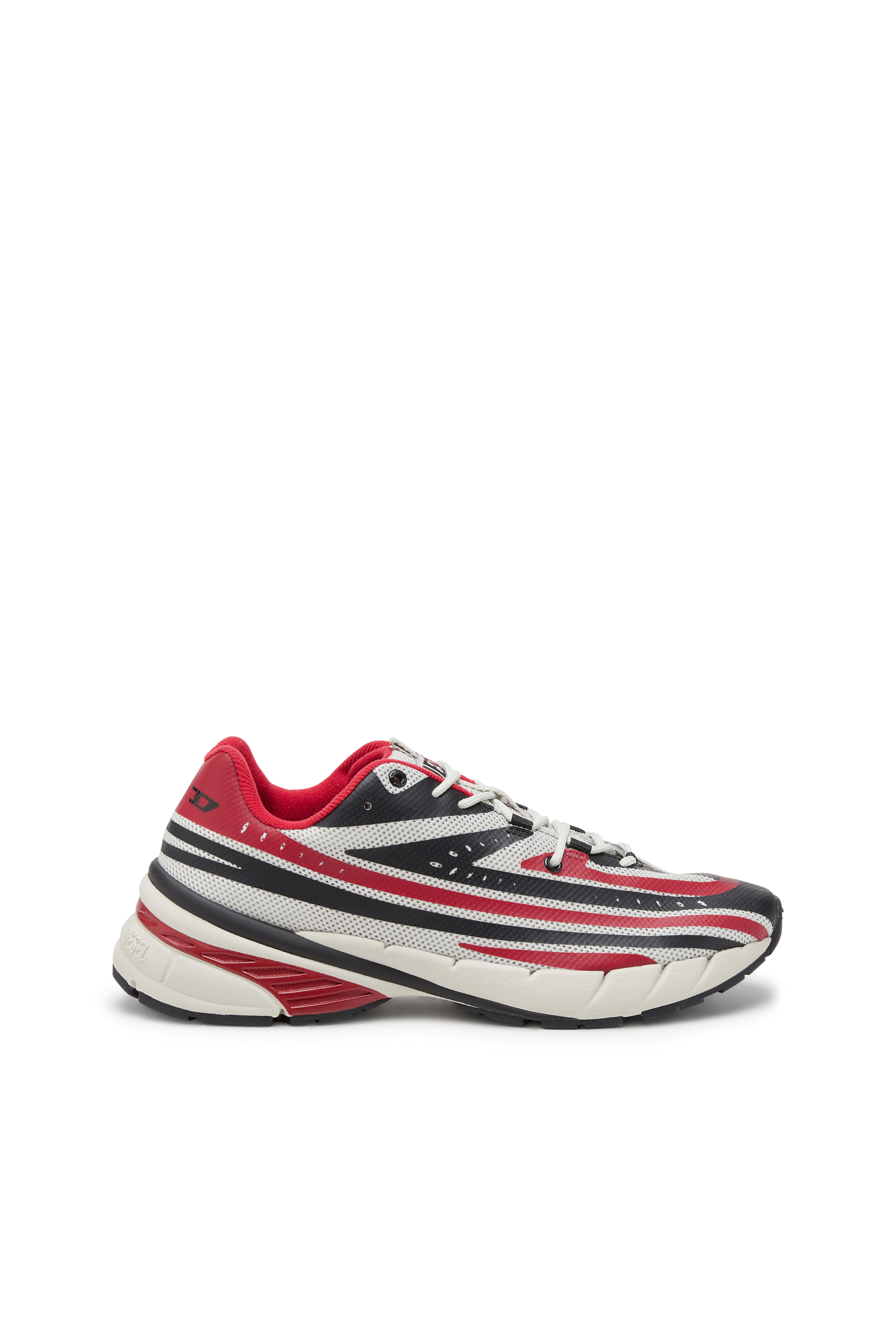 Diesel - D-AIRSPEED LOW, Male's D-Airspeed Low-Striped sneakers in coated mesh in Black/Red - 1