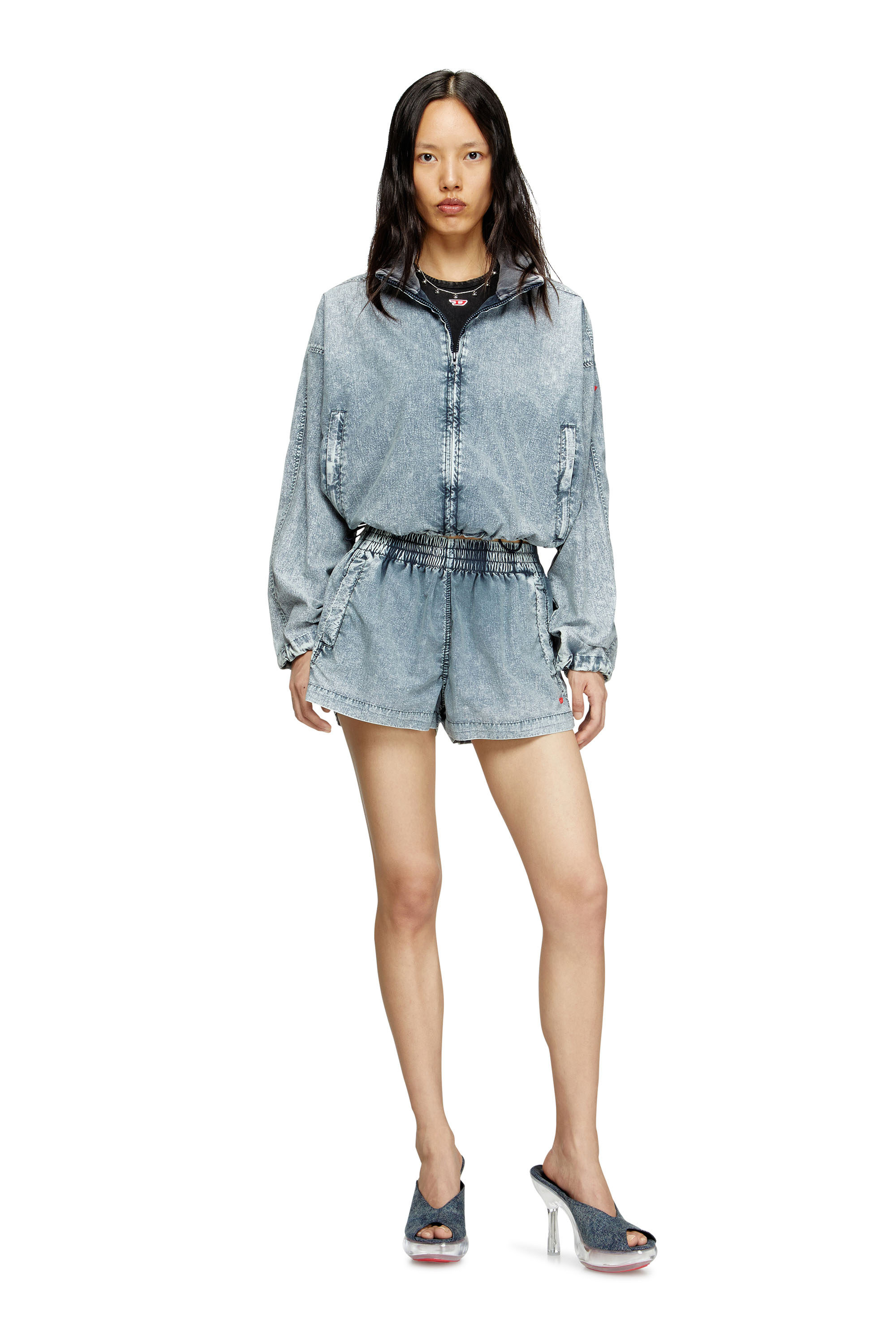 Diesel - G-LEAM-R1, Female's Cropped jacket in recycled nylon taslan in Light Blue - 2