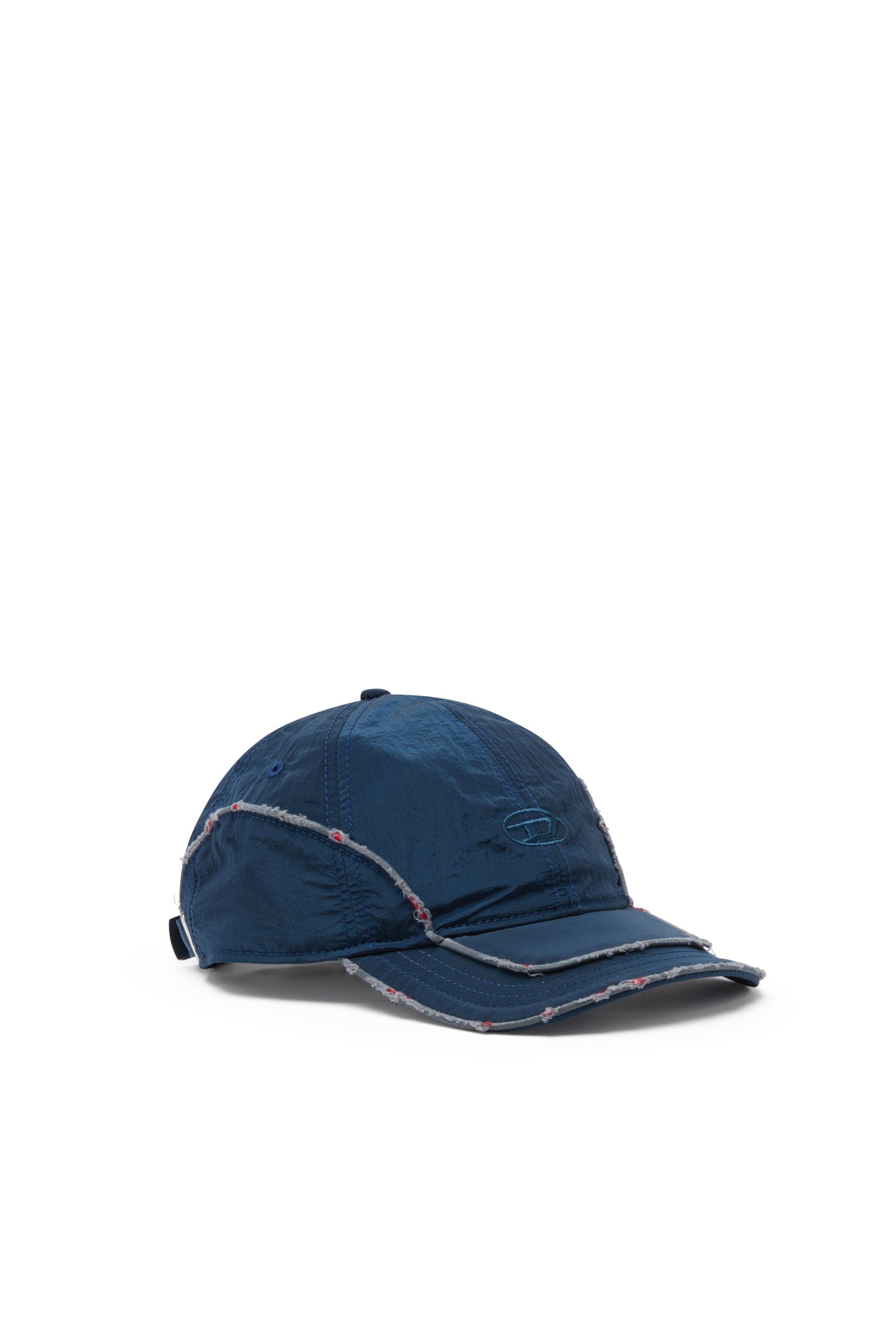 Diesel - C-ONNOR, Male's Crinkled nylon baseball cap with tonal D in Blue - 1