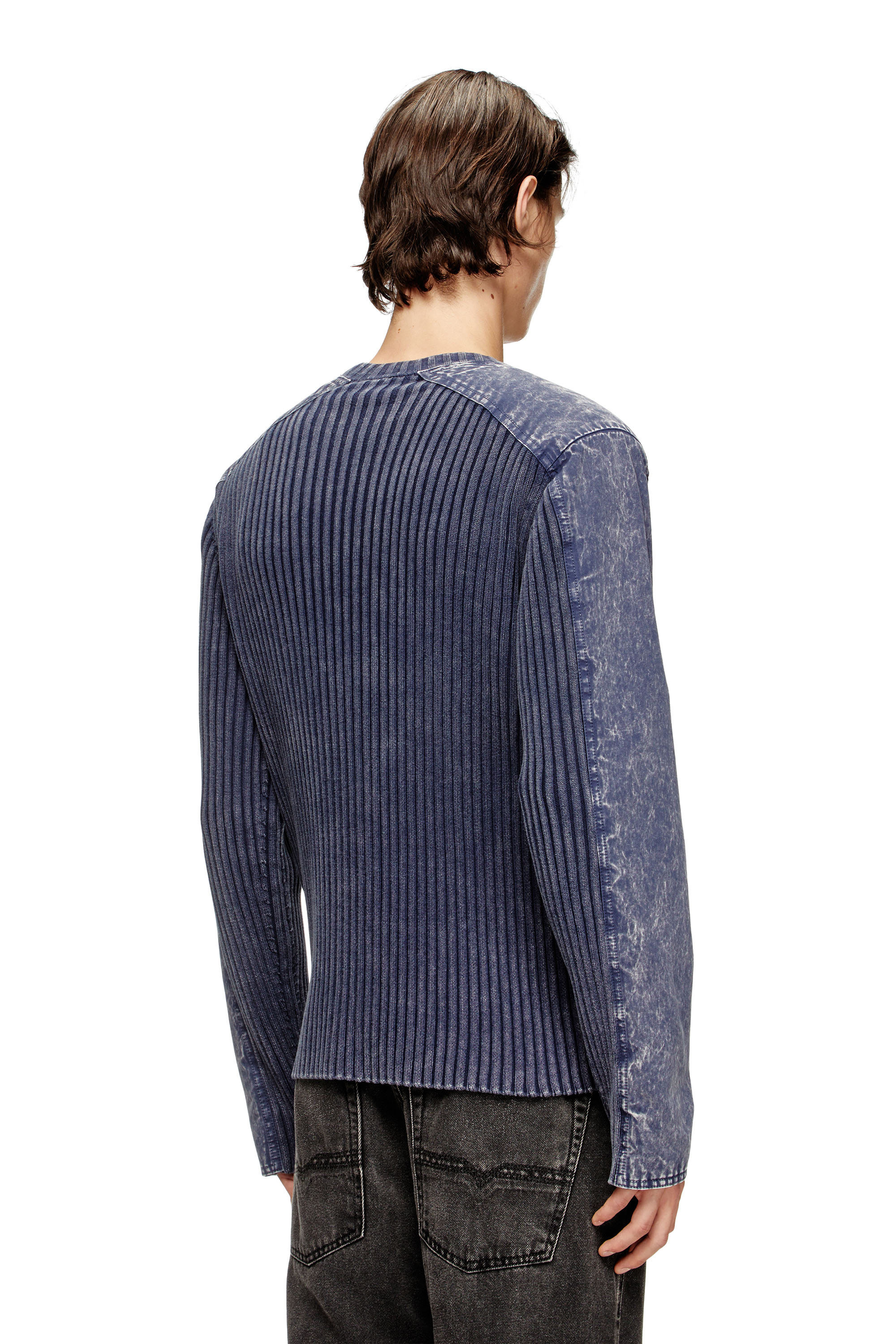 Diesel - K-MATTY, Cardigan zippé avec bandes de manches en denim Homme in ToBeDefined - 3