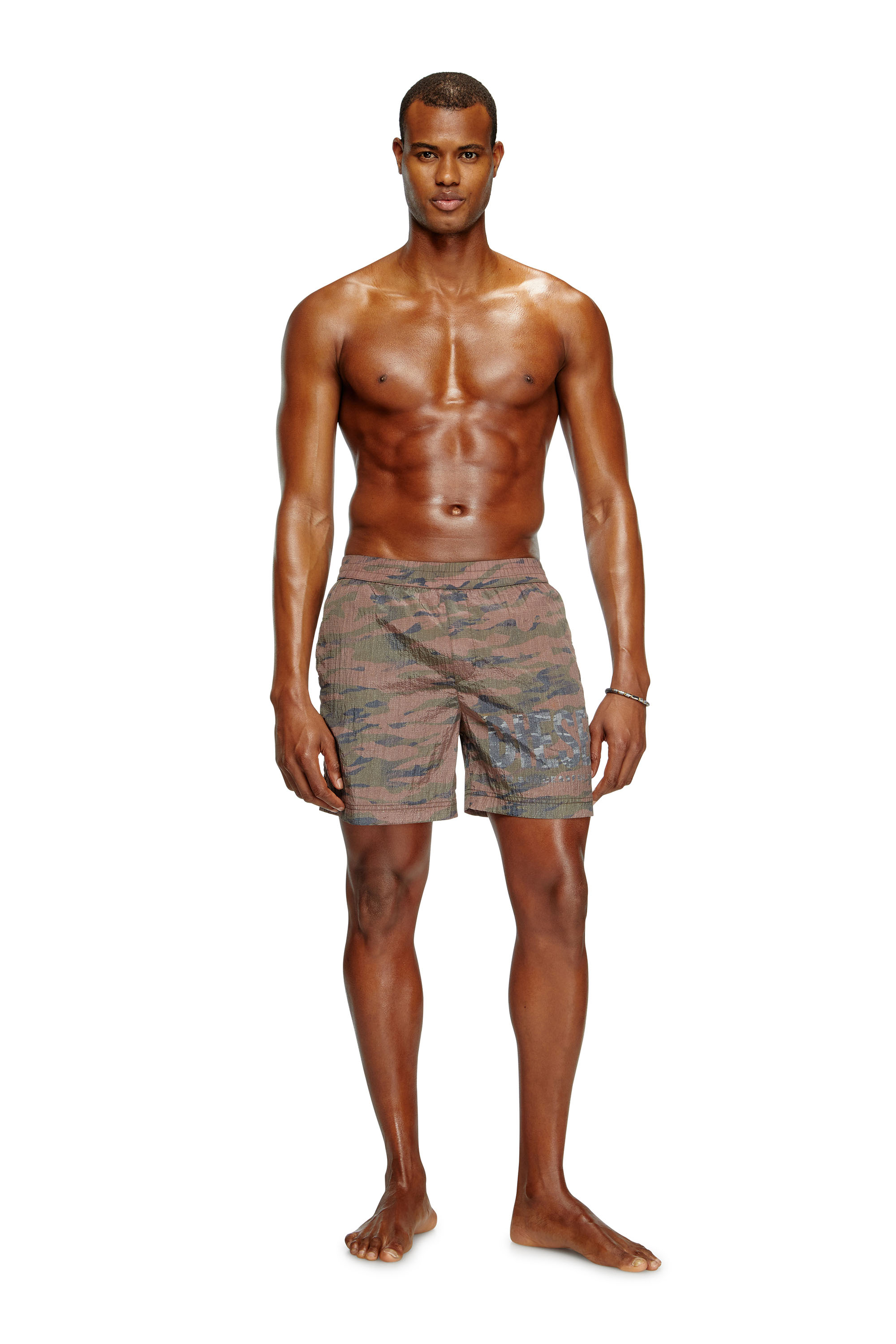 Diesel - RIO-41-UTLT, Male's Mid-length swim shorts in camo ripstop in Brown - 1
