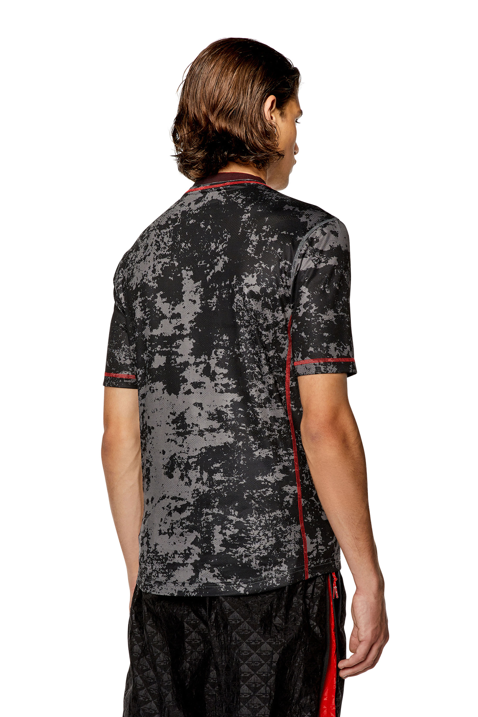 Diesel - AMTEE-GAEL-WT28, Homme T-shirt en jacquard camouflage avec imprimé nuage in Noir - Image 2
