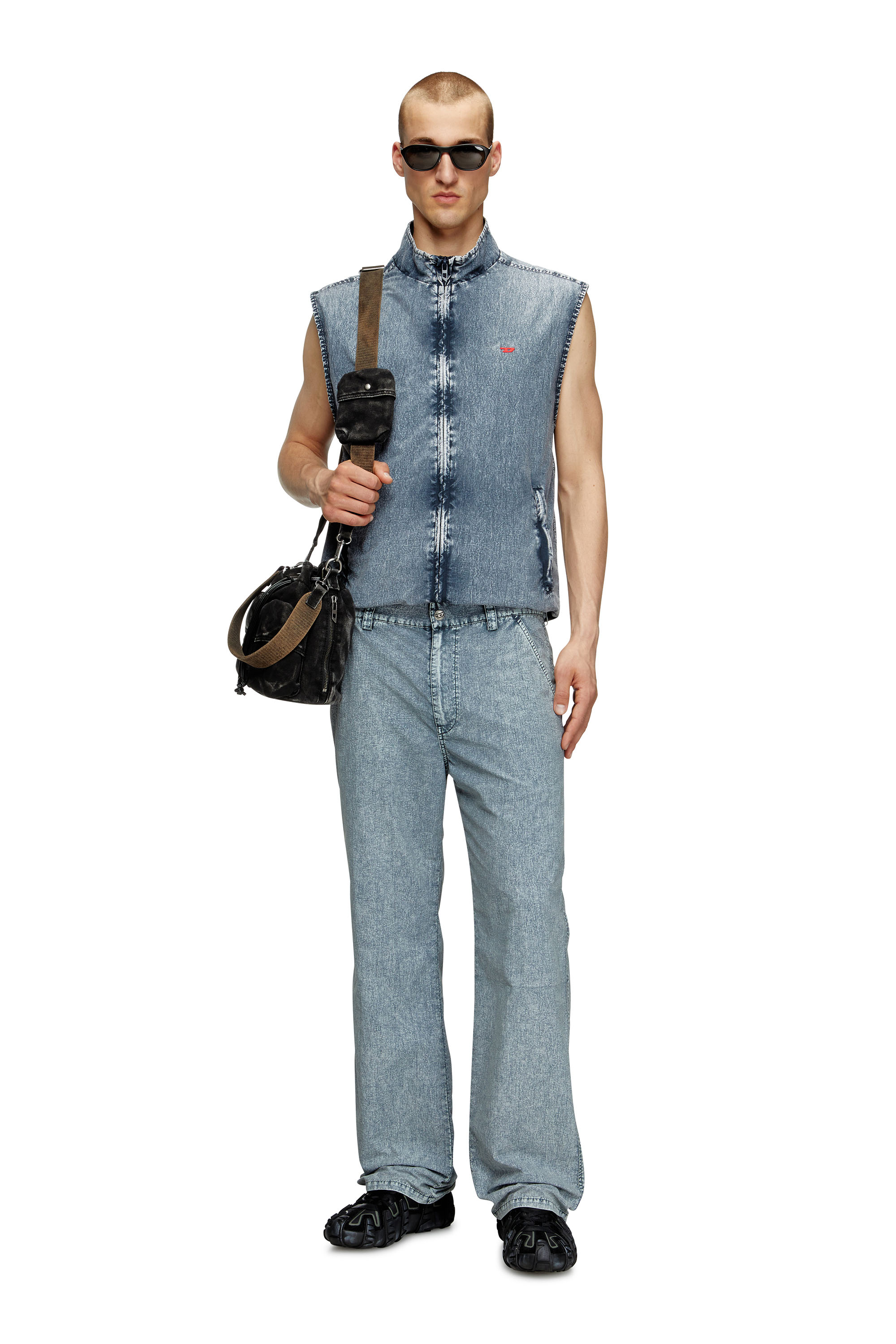 Diesel - J-ERB, Male's Vest in recycled nylon taslan in Medium Blue - 2