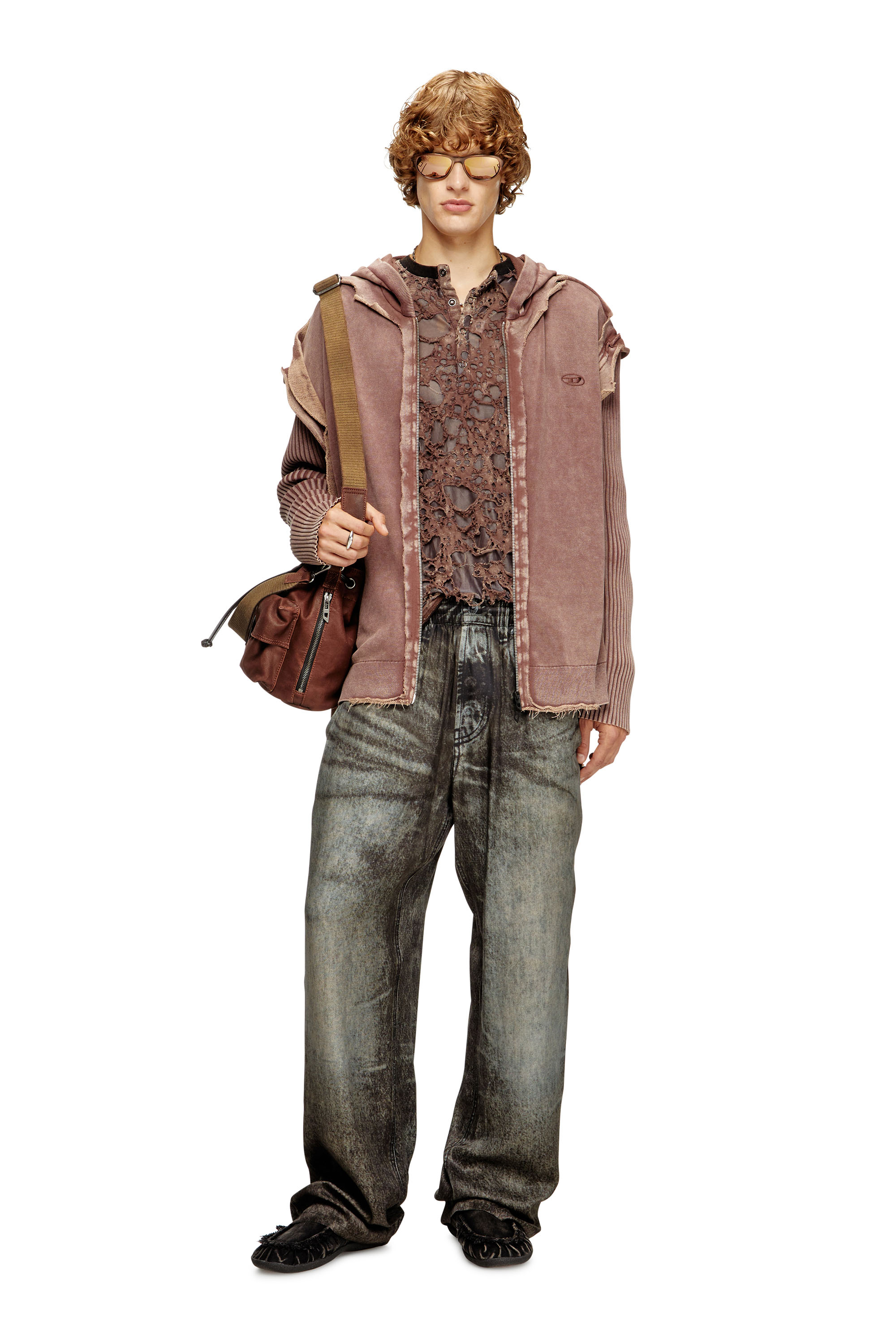 Diesel - K-PELTO, Sweat-shirt à capuche zippé avec effet destroy Homme in ToBeDefined - 2