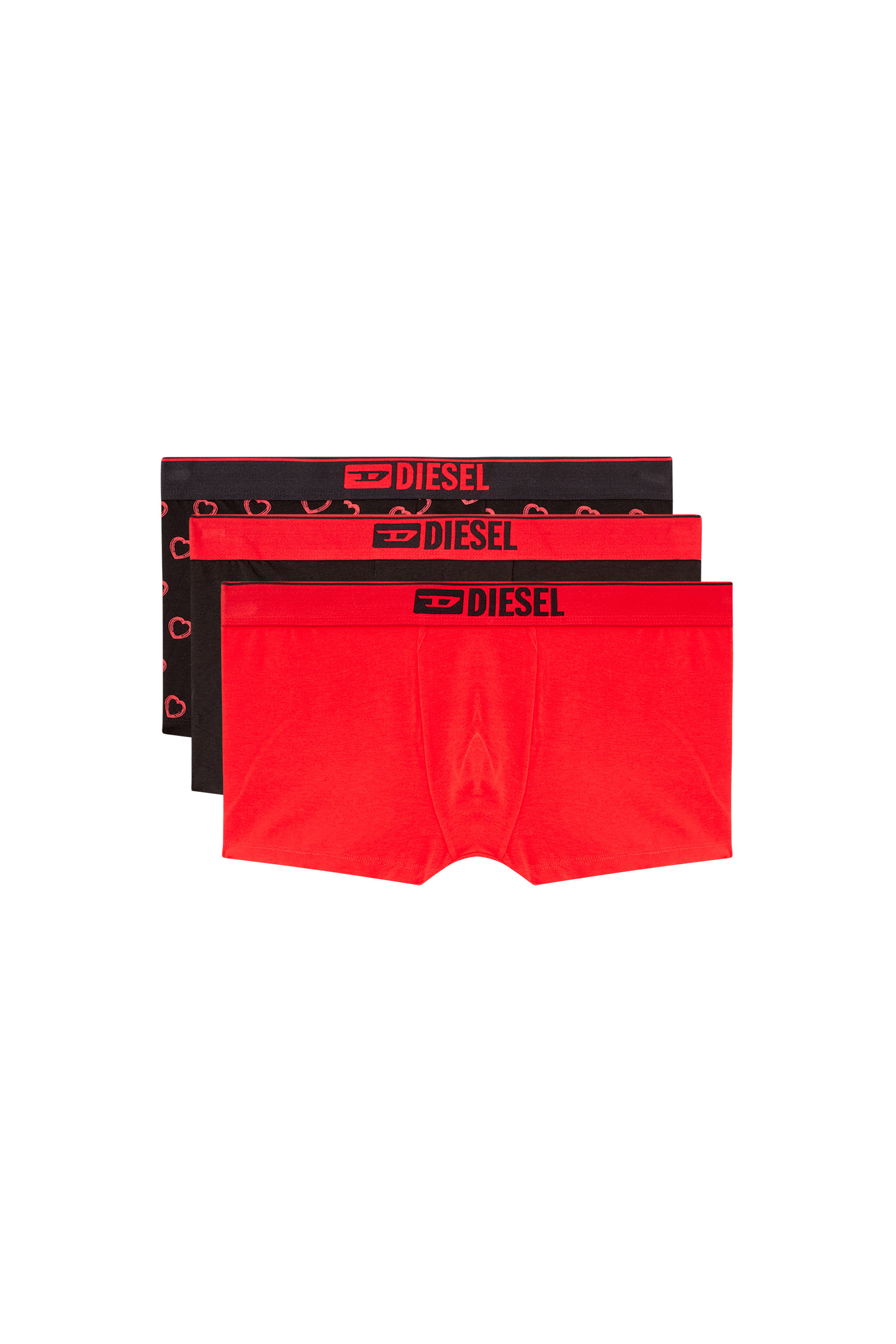 Diesel - DAMIEN-GFT-3PACK, Male's Three-pack boxer briefs with heart motif in Red/Black - 1