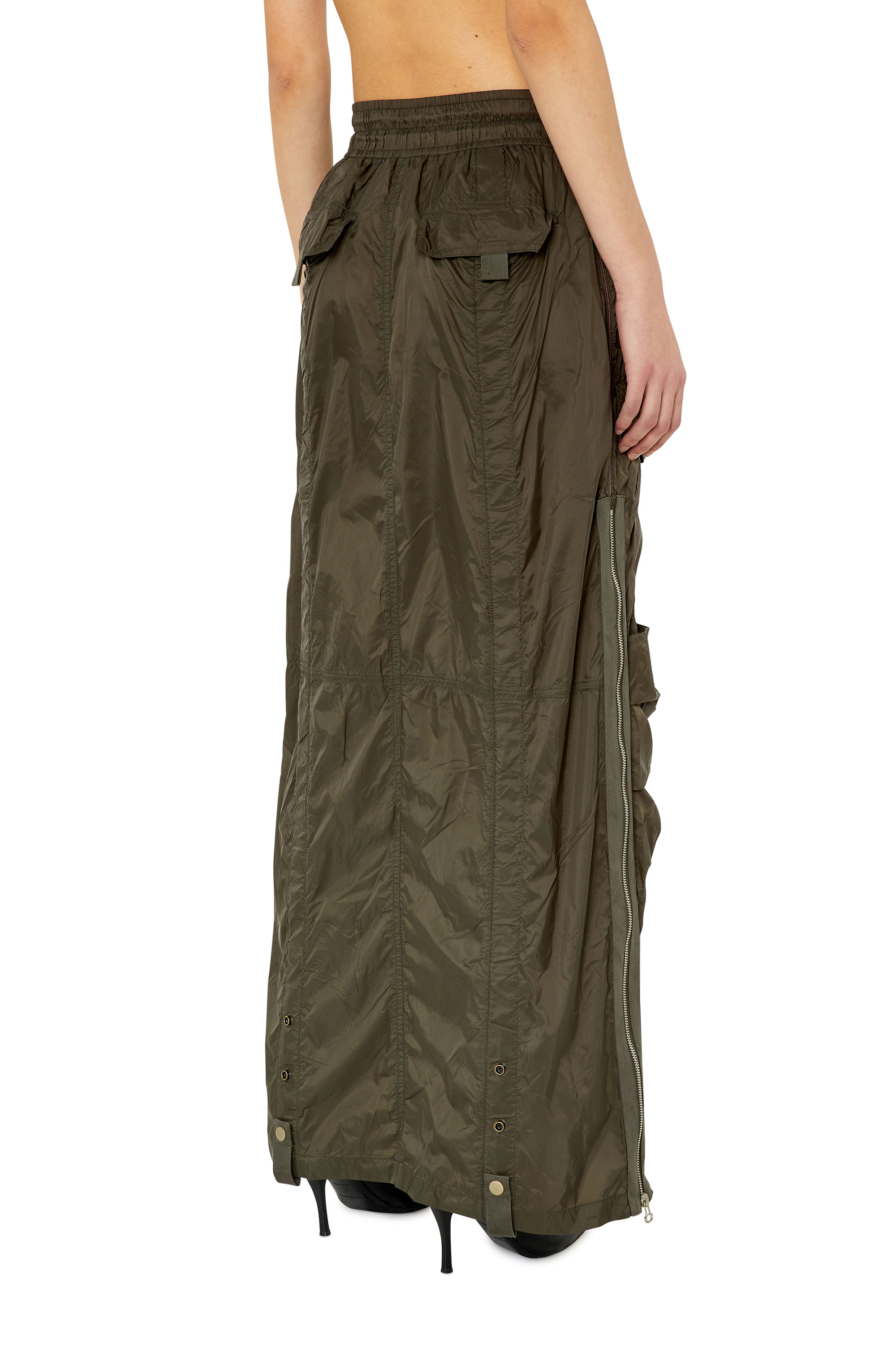 Diesel - O-CREP, Female's Long skirt with cargo pockets in Military Green - 4