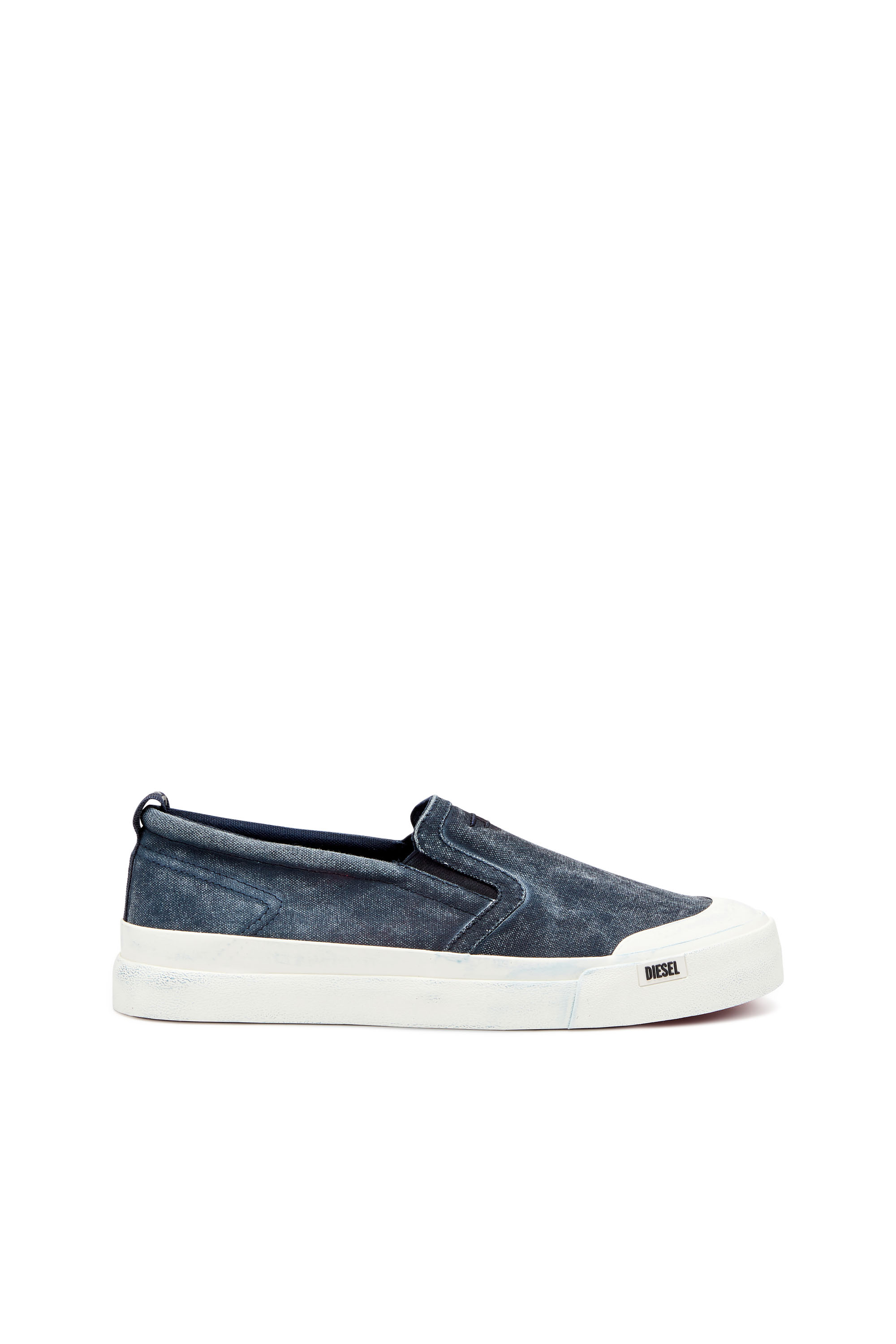 Diesel - S-ATHOS SLIP ON, Male's S-Athos-Canvas slip-on sneakers with D embroidery in Blue - 1