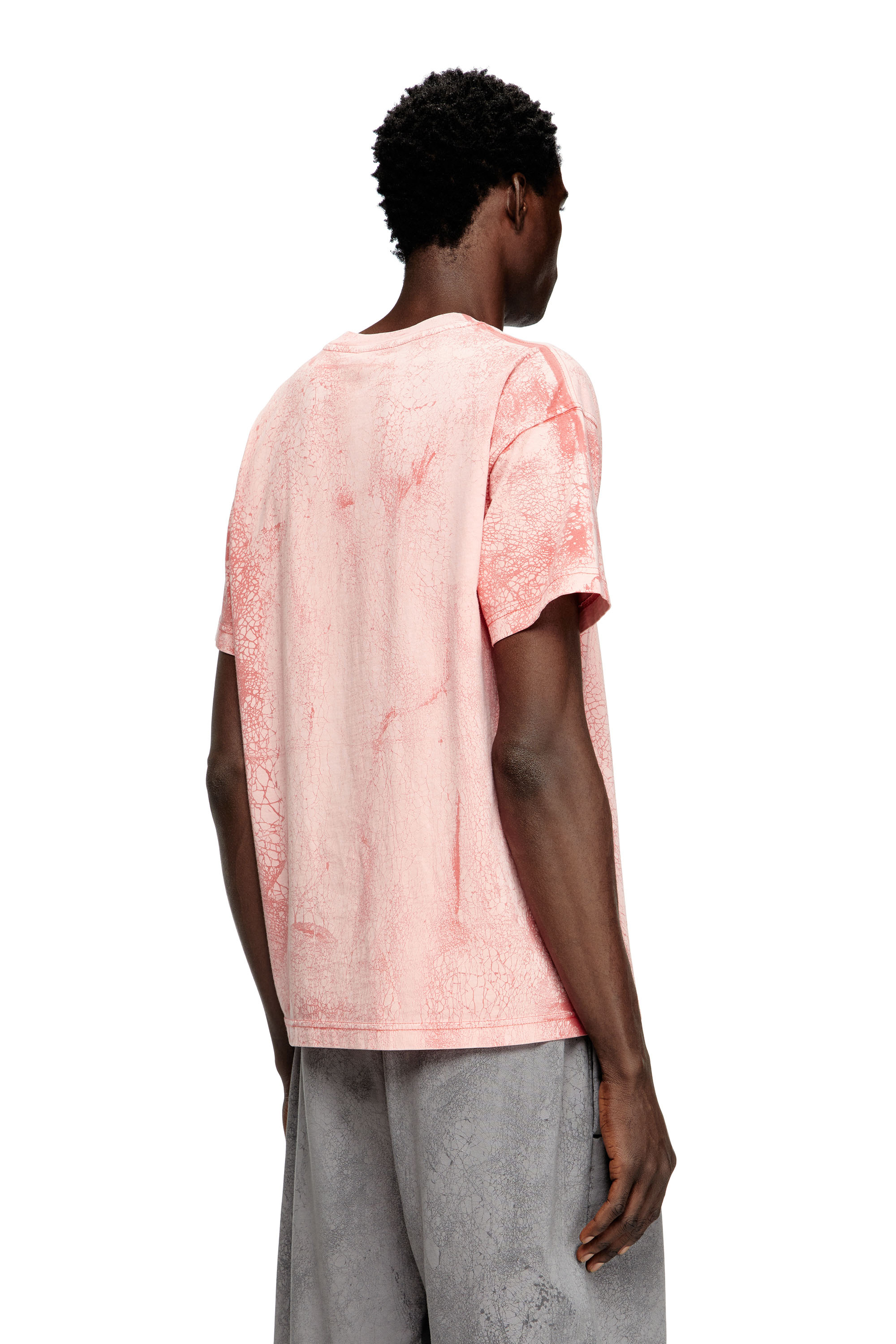 Diesel - T-NORM-T8, Male's T-shirt in waxed jersey in Pink - 4