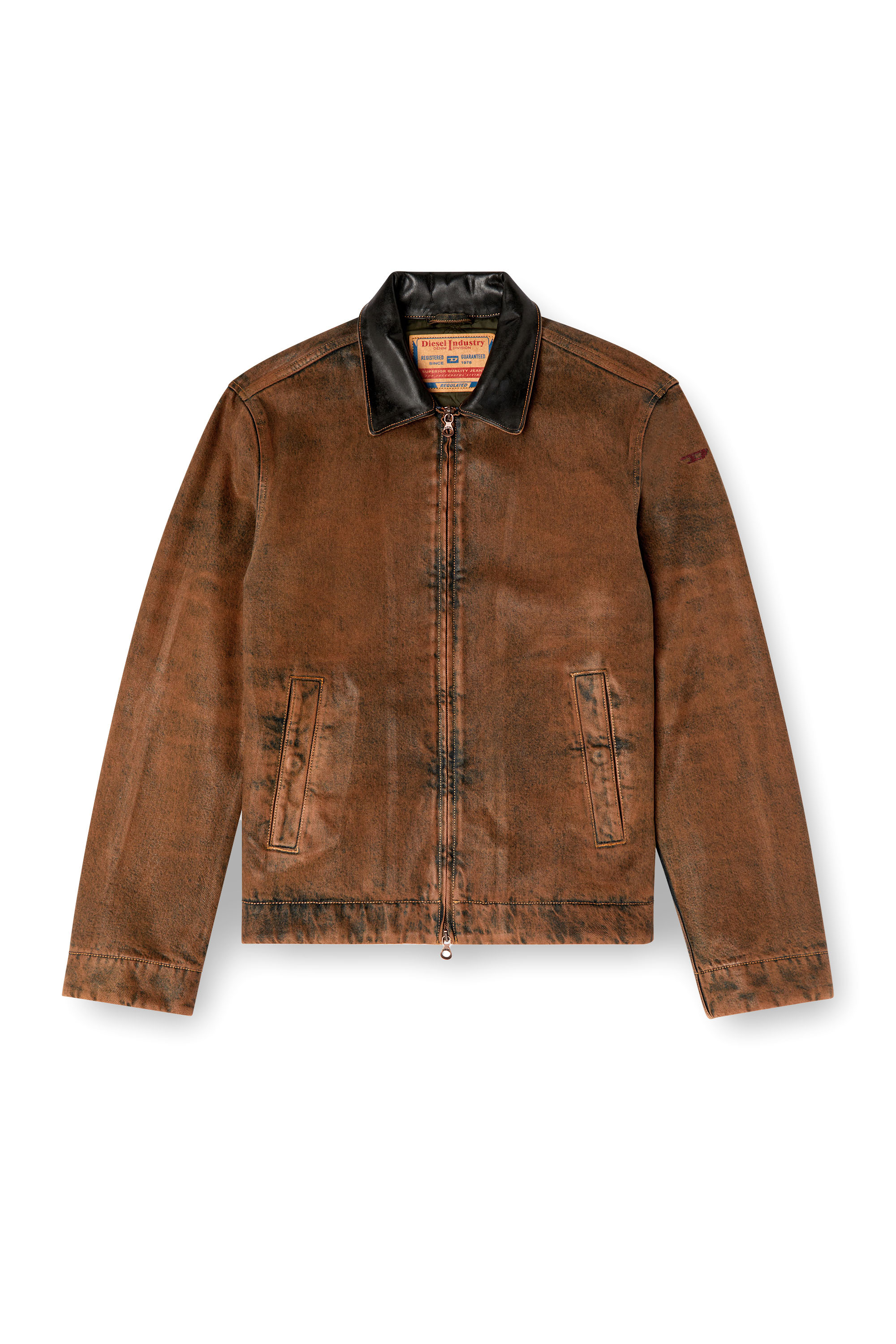 Diesel - D-ROHE-S, Male's Padded blouson in coated denim in Brown - 5