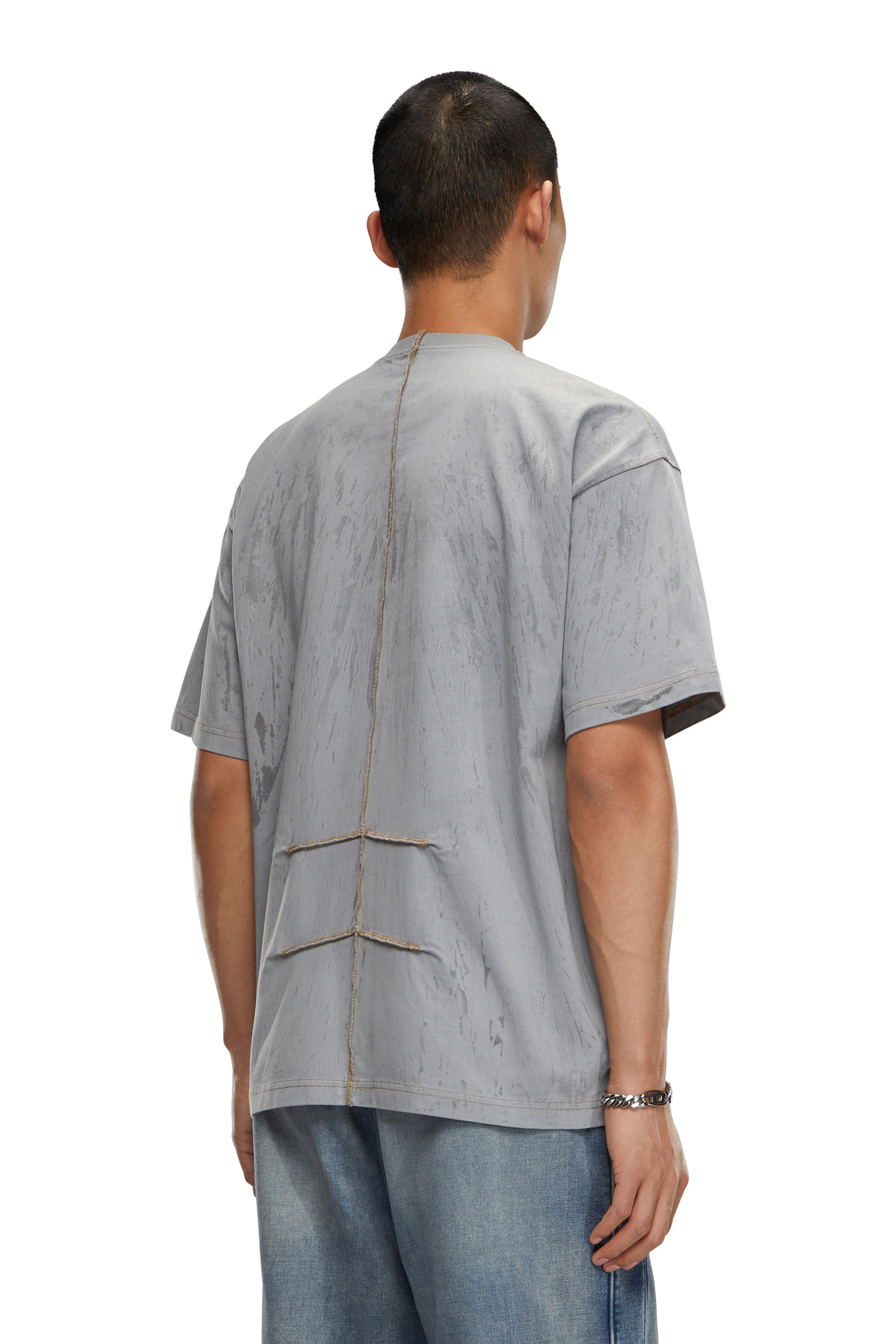 Diesel - T-COS, Homme T-shirt en jersey effet plâtre in Gris - Image 2