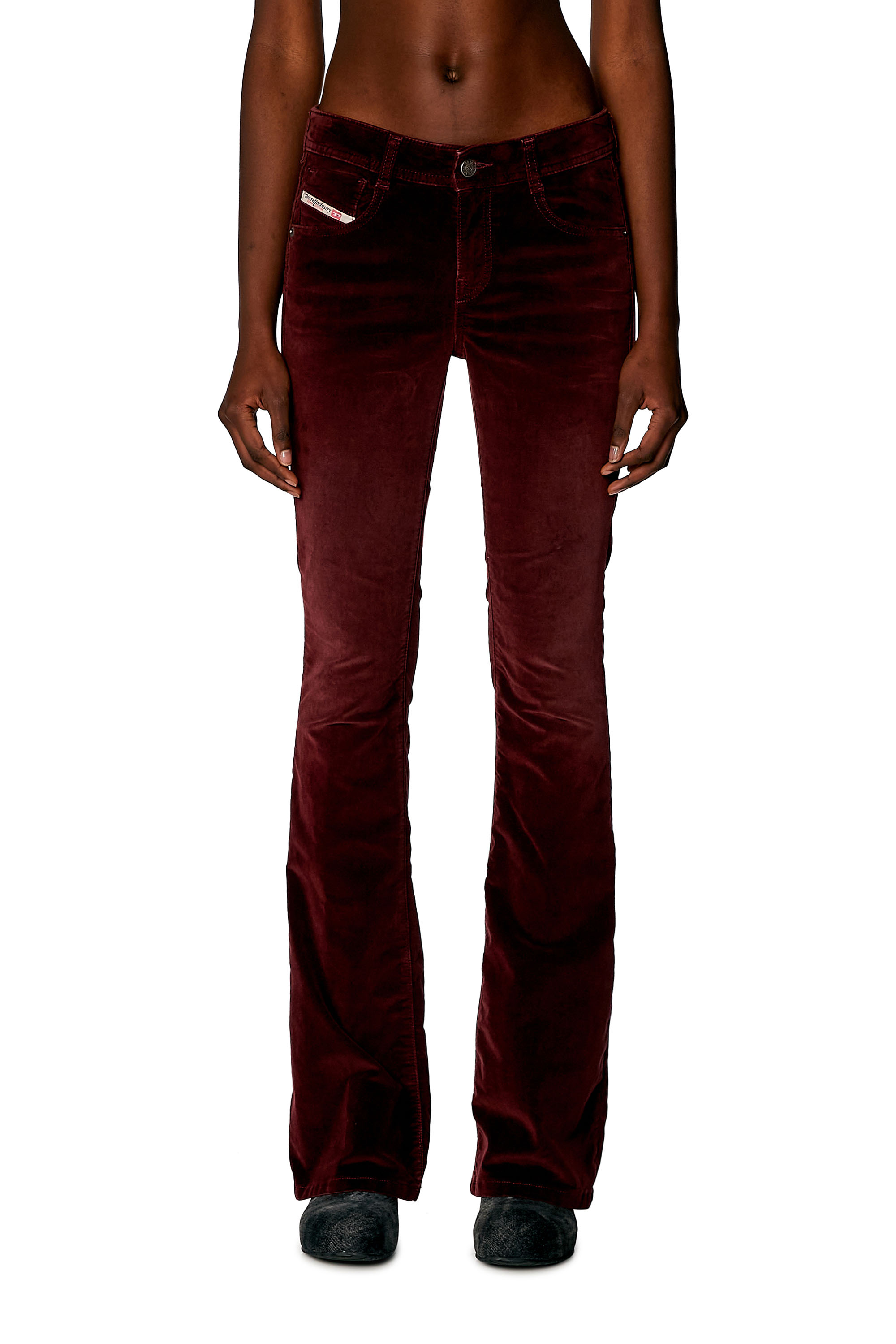 Women Burgundy Belted Top With Bell Bottom Pants