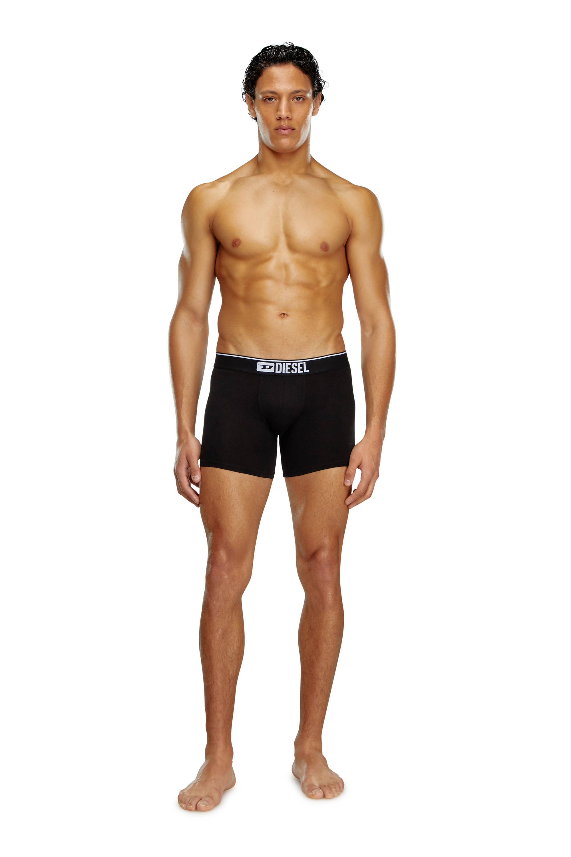 Diesel - UMBX-SEBASTIANTHREEPAC, Male's Three-pack of plain long boxer briefs in Black/Grey - 4