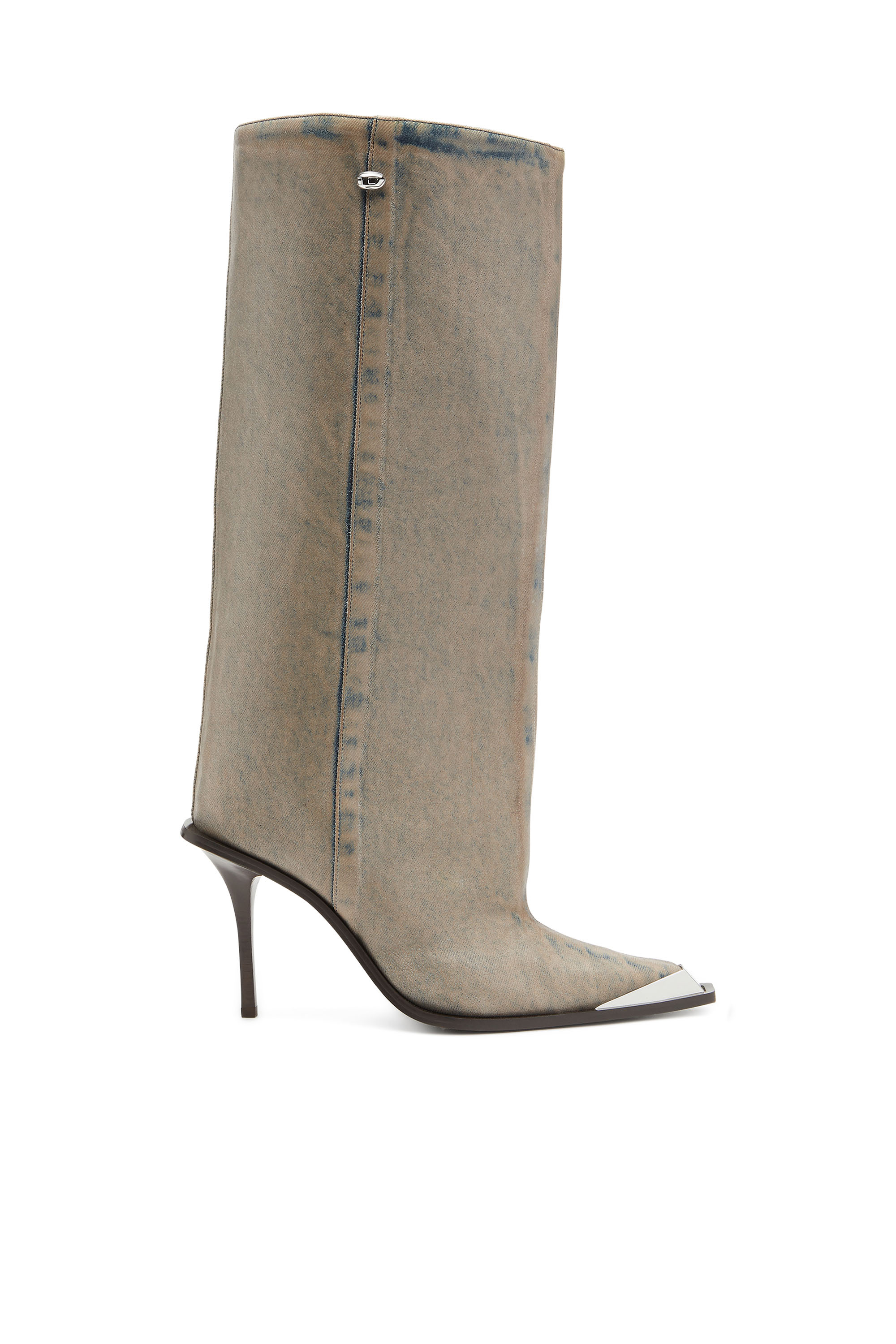 Diesel - D-TONA WB, Female's D-Tona-Knee-high boots in coated solarised denim in Beige - 1