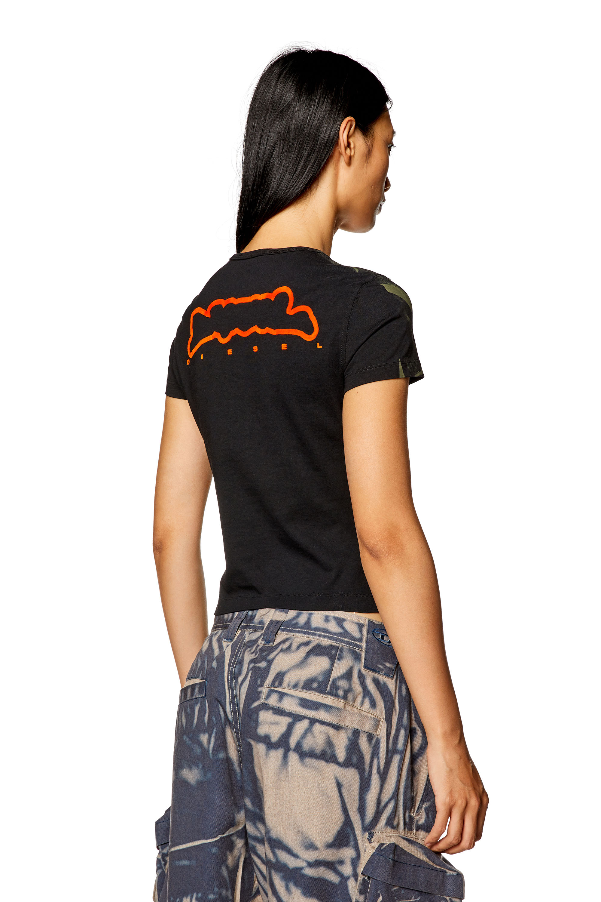 Diesel - T-UNCUTIE-LONG-N5, Female T-shirt with creased print in Multicolor - Image 4