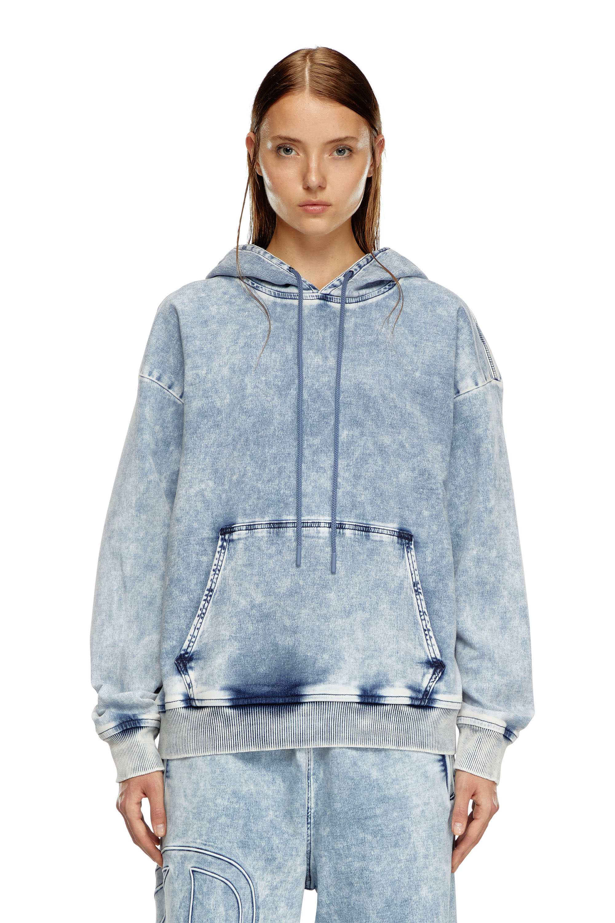 Diesel - D-UM-RIB-S2 TRACK, Sweat-shirt en Track Denim avec Oval D Mixte in Bleu - 5