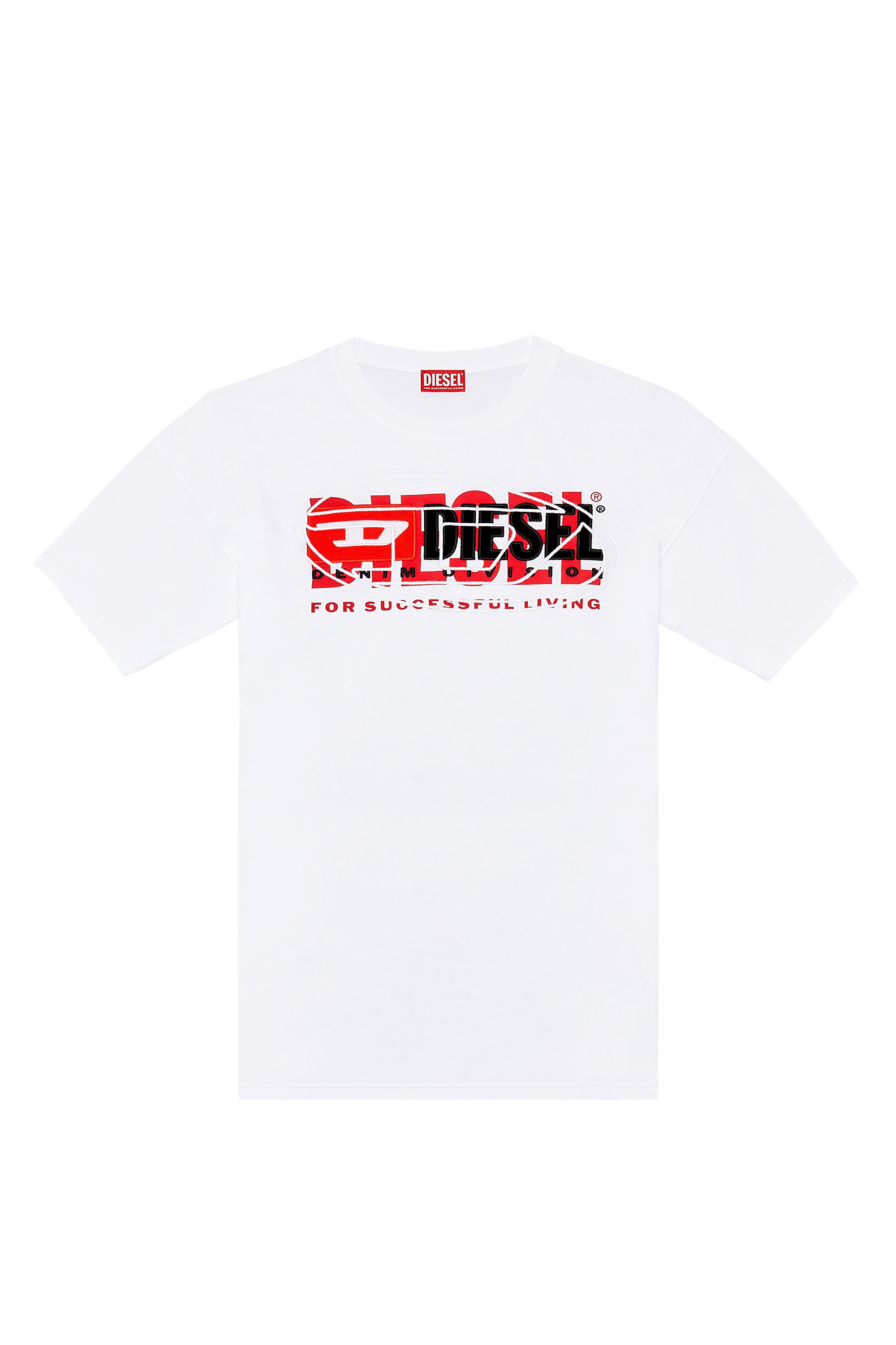 Diesel - T-BOXT, Homme T-shirt avec logos superposés in Blanc - Image 4