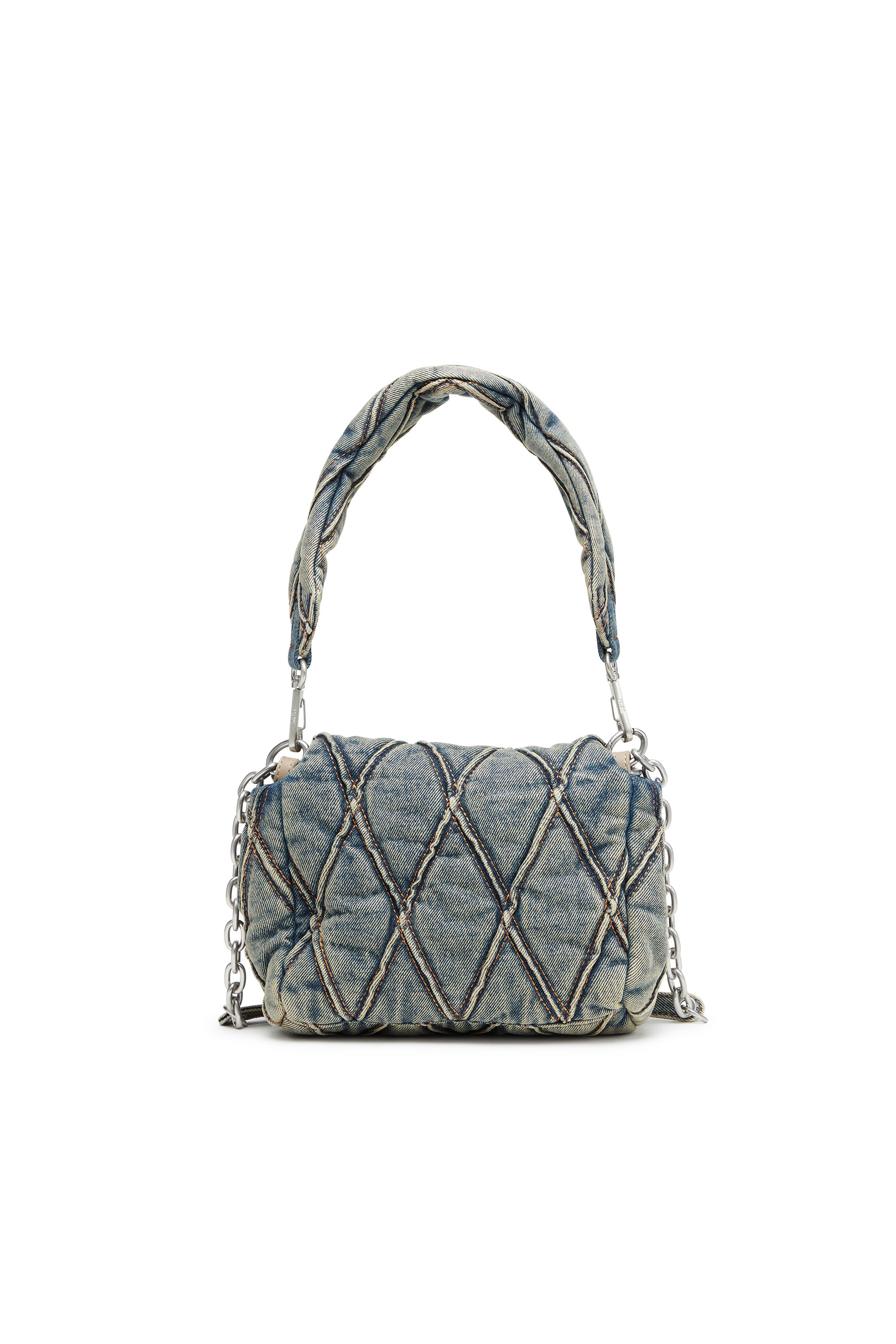 Diesel - CHARM-D SHOULDER S, Female's Charm-D S-Small handbag in quilted denim in Dark Blue - 2