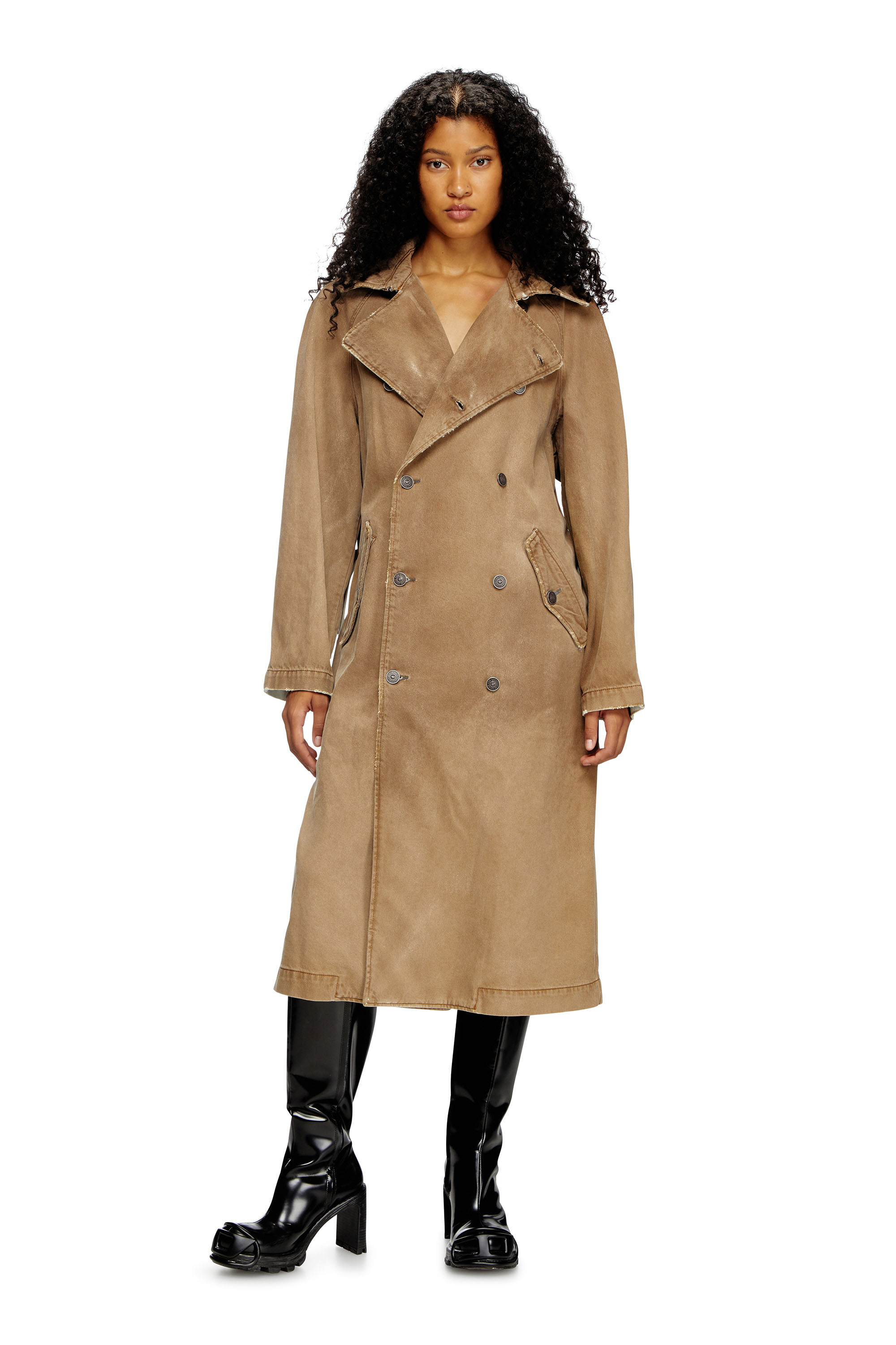 Diesel - D-DELIRIOUS-D, Unisex's Trench coat in overdirt denim in Light Brown - 1