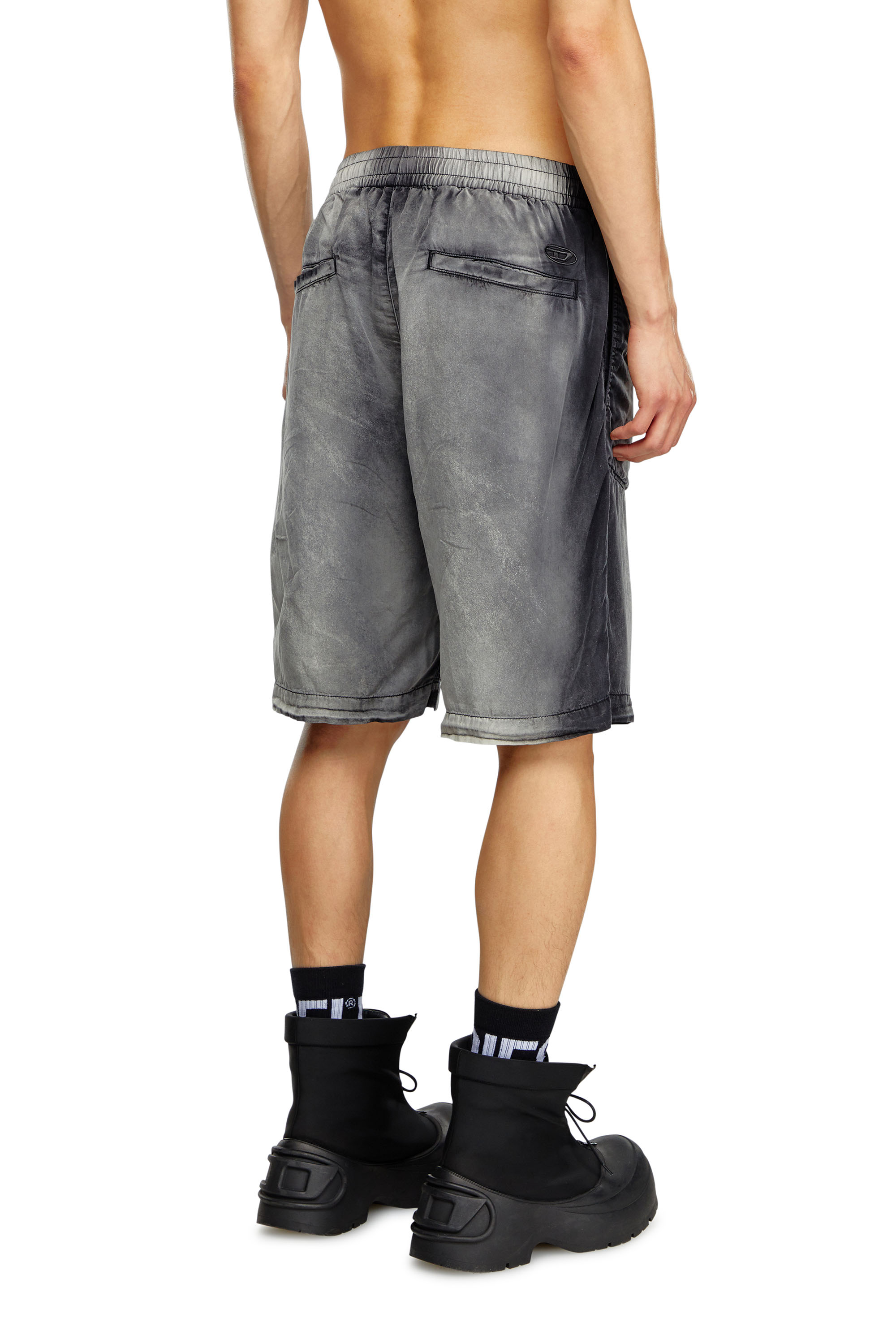 Diesel - P-EEKLO-SHORT, Male's Faded shorts with archival print in Black/Grey - 2