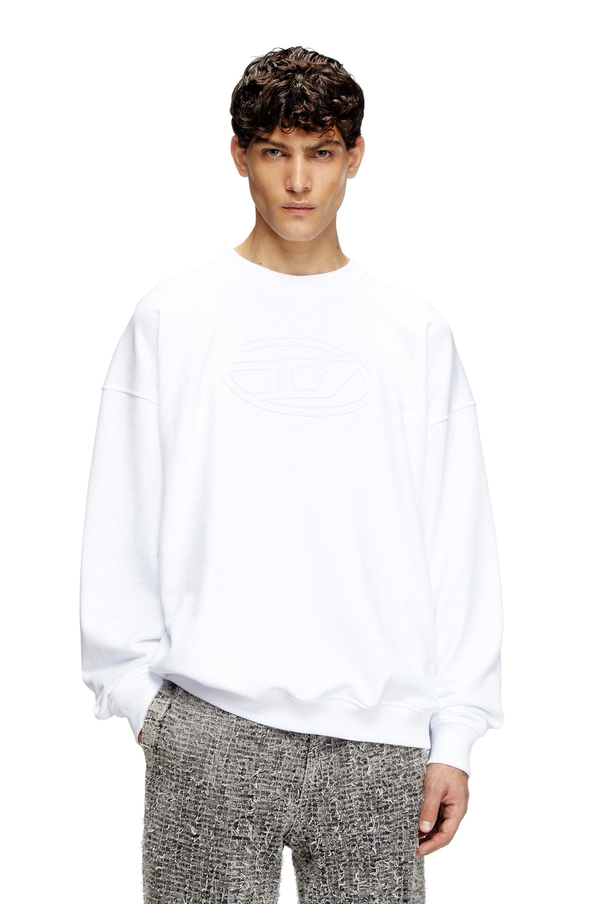 Diesel - S-MART-BIGOVAL, Male's Sweatshirt with embossed Oval D in White - 1