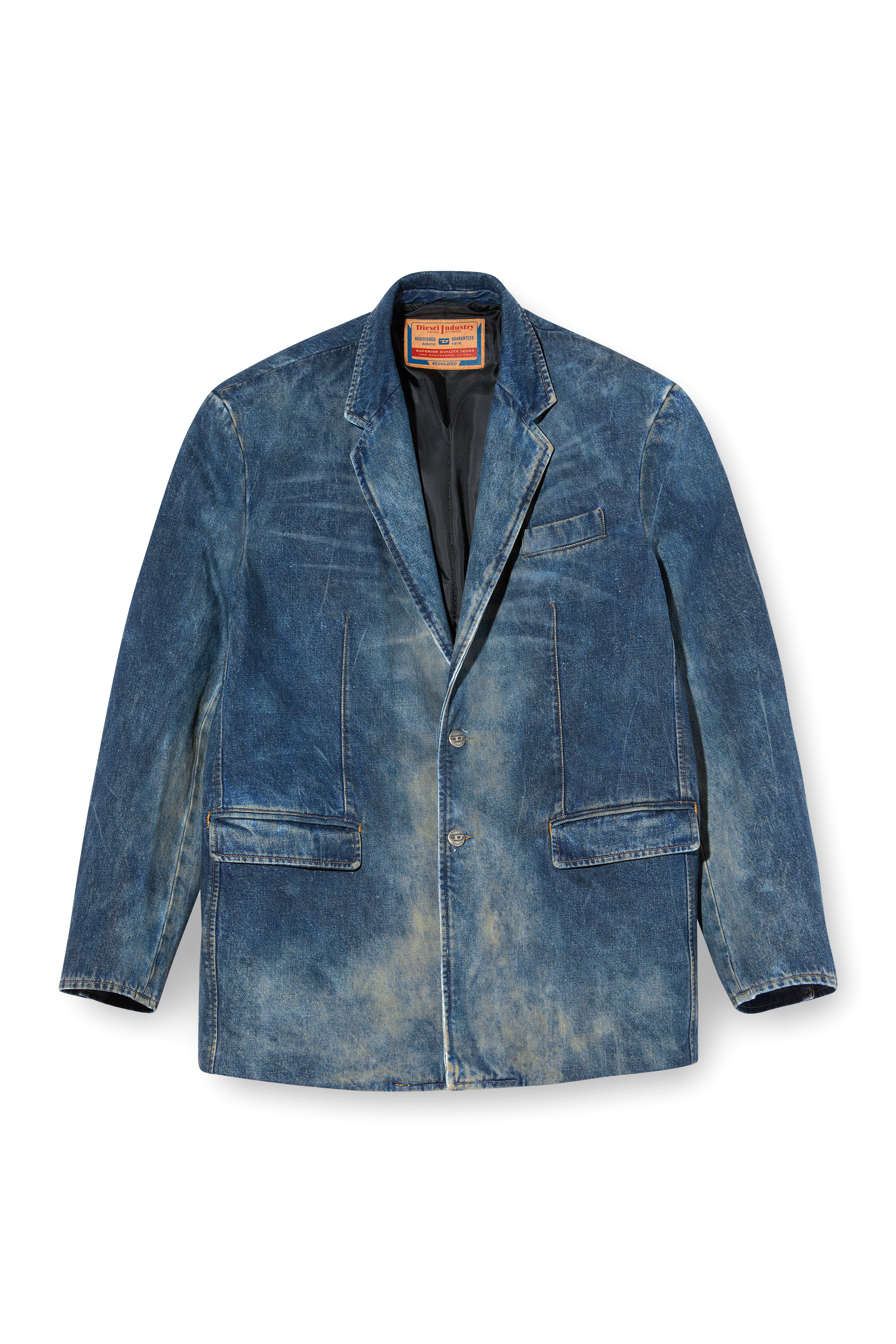 Diesel - D-OVER-DD, Blazer en denim effet sali traité à la main Mixte in Bleu - 8