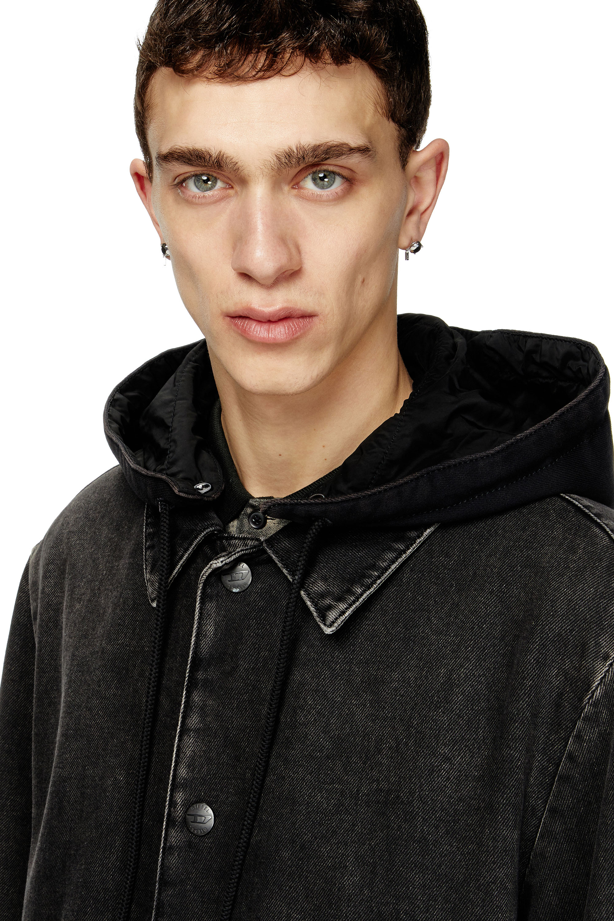 Diesel - D-JAKO-S, Male's Hybrid coat in denim and jersey in Black - 4