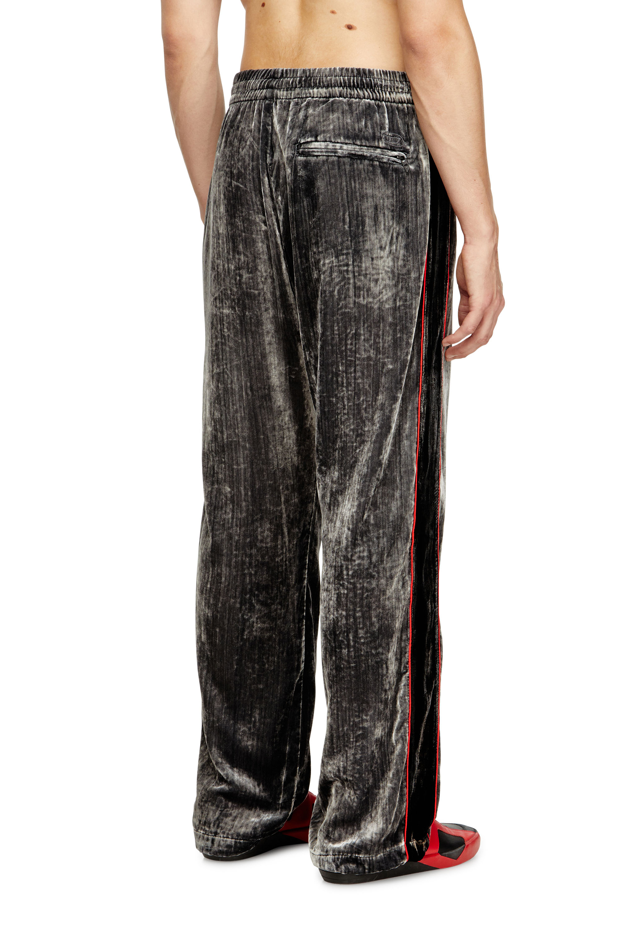 Diesel - P-HAY, Male's Track pants in treated velvet in Dark Grey - 3