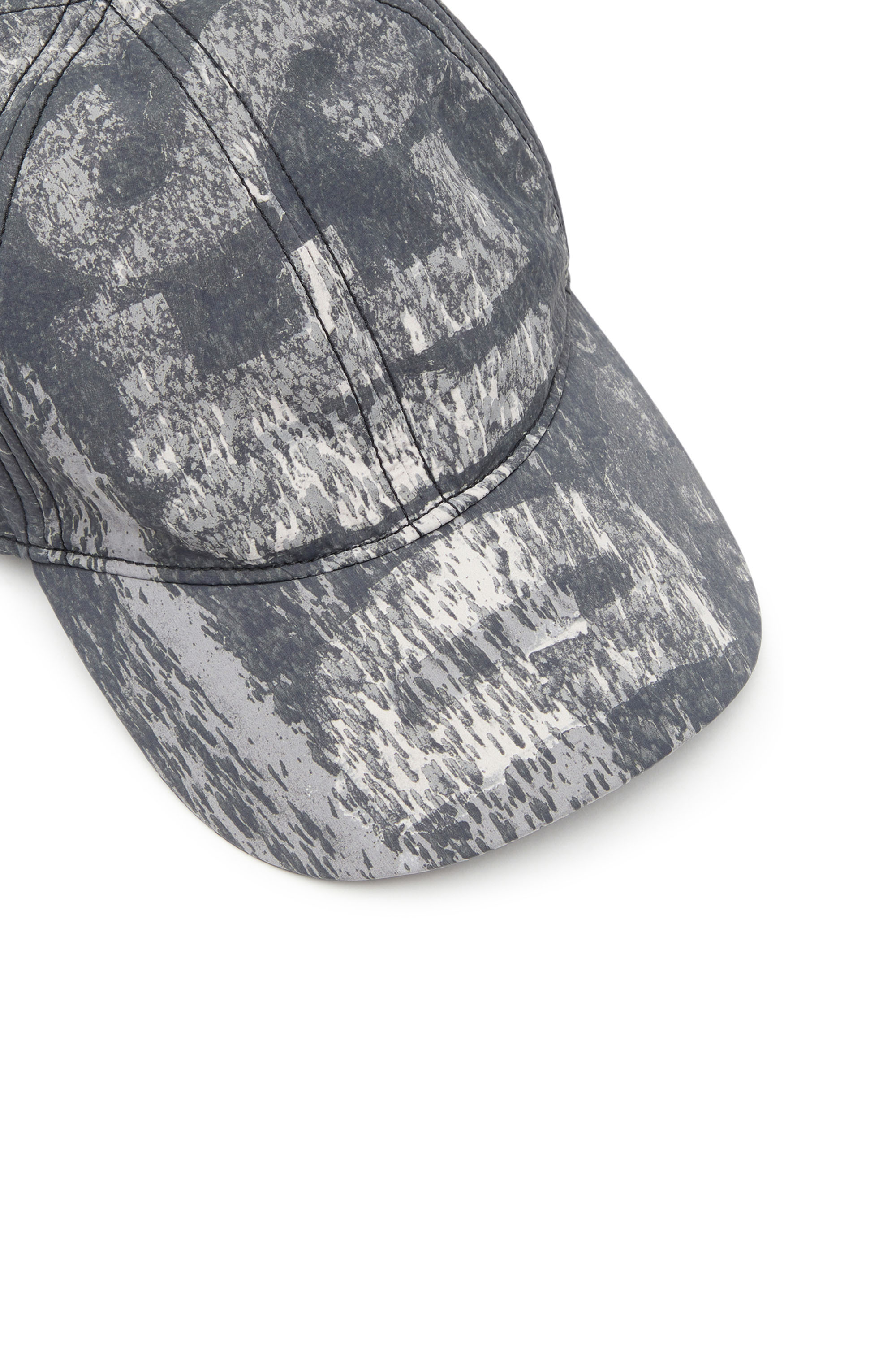 Diesel - C-REMEY, Male's Wrinkled nylon cap with rain-camo print in Black/Grey - 3