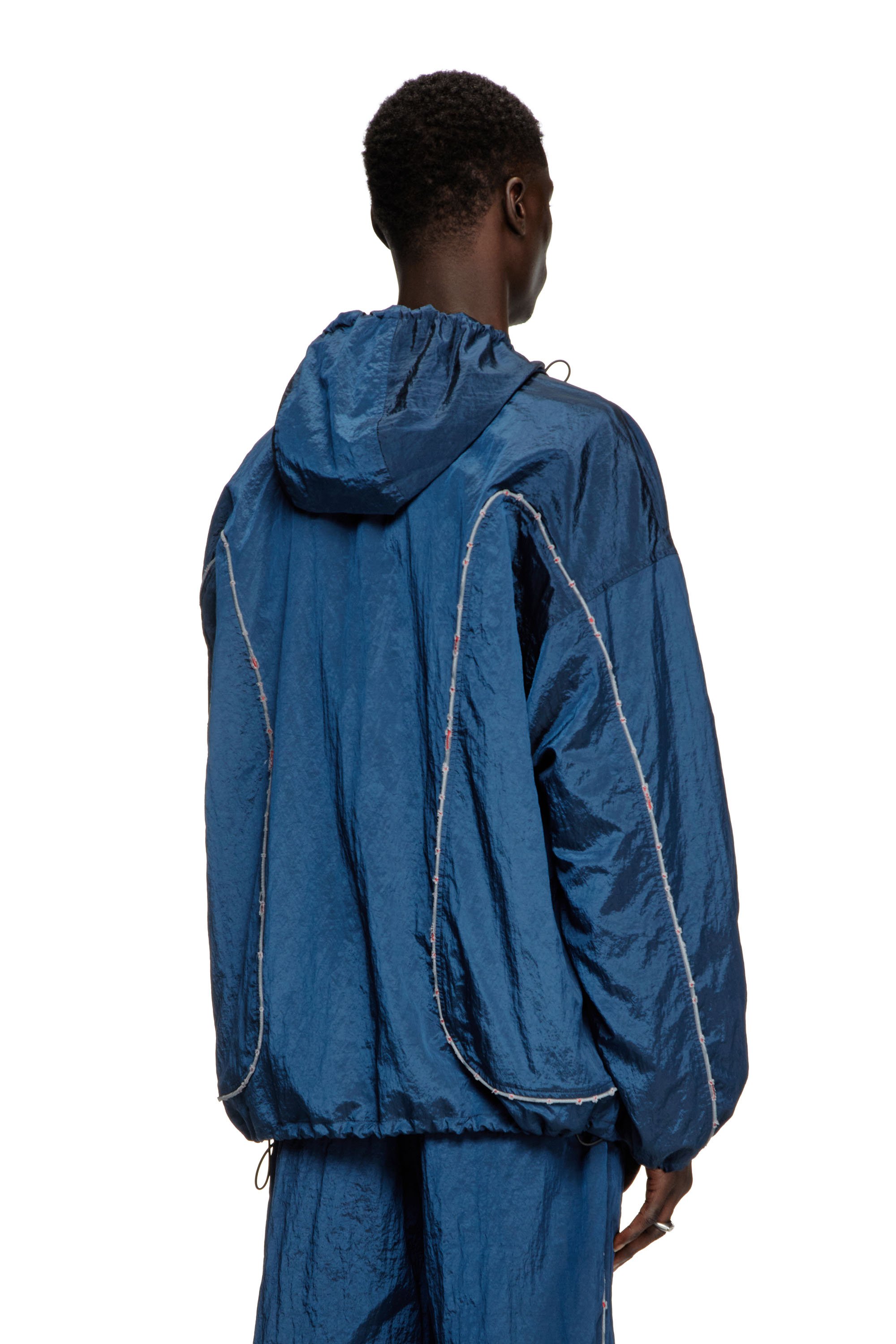 Diesel - J-ANTHEIT, Male's Windbreaker with destroyed piping in Blue - 3