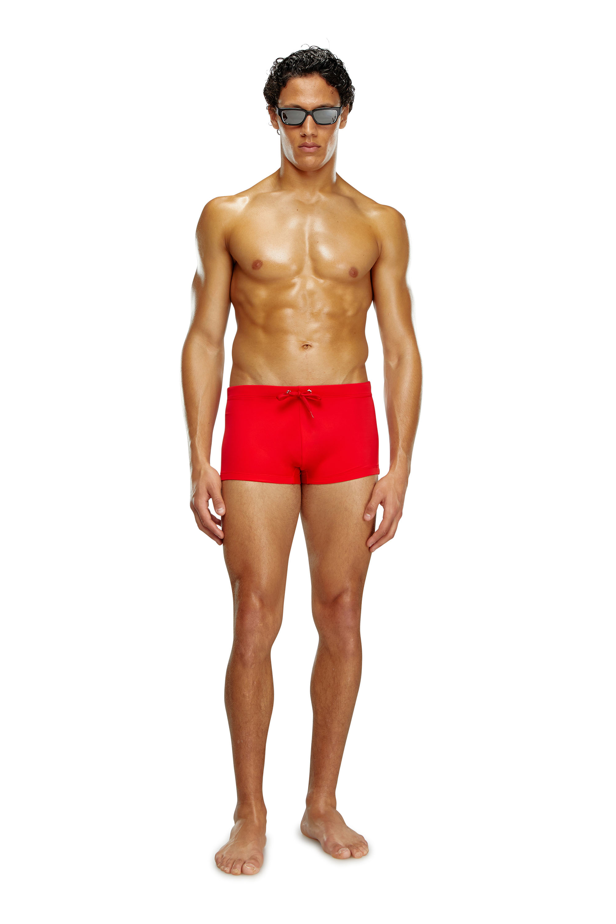 Diesel - BMBX-BRAD, Male's Swim boxer briefs with rear logo print in Red - 1